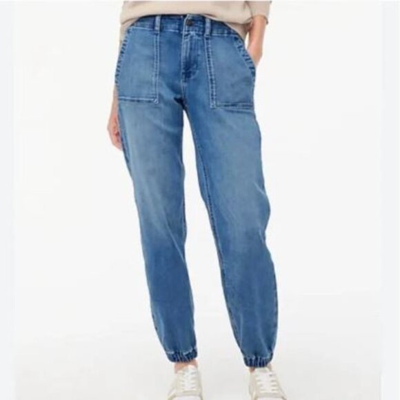 J Crew Size 30 Utility Jogger Stretch Jeans Pants 2022 Elastic Waist Pockets - Picture 1 of 13